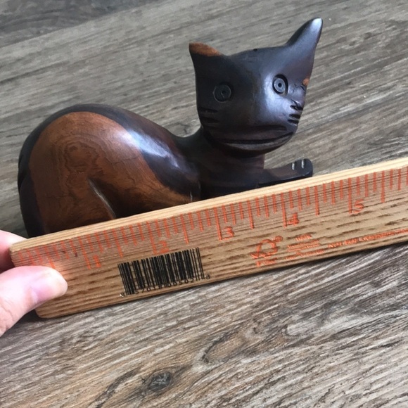 VTG Mid century modern hand carved wooden cat sculpture. Retro MCM - Picture 8 of 10